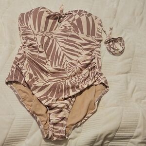 Kona Sol Pink and Cream One Piece Swimsuit